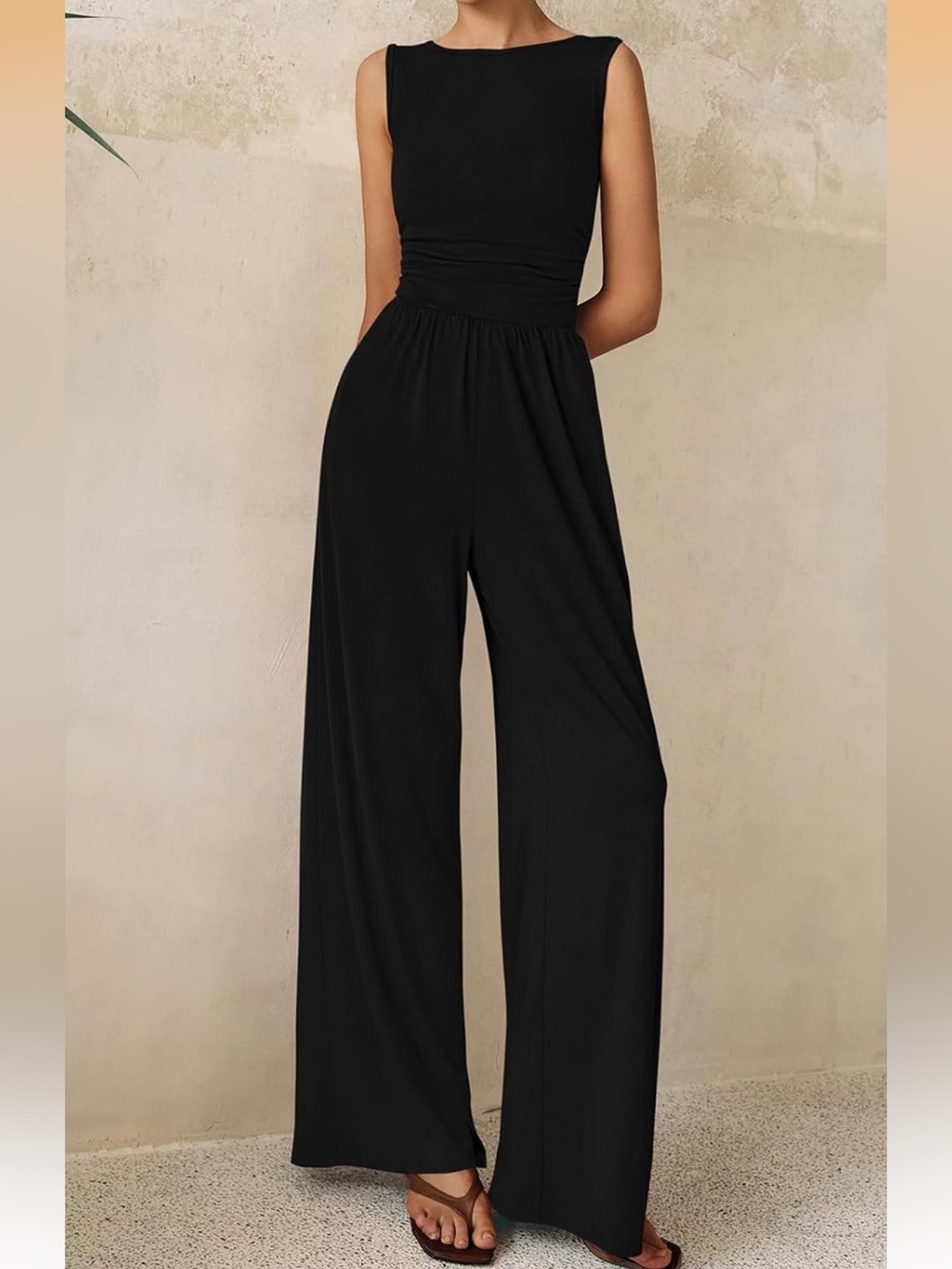 PrettyGarden Black Wide-Leg Jumpsuit